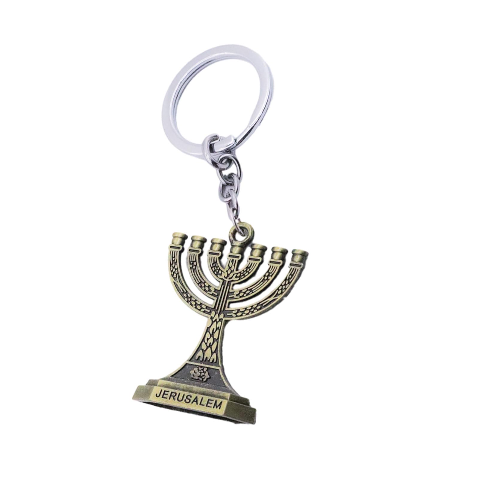 Beimus Ancient Bronze Menorah Keychain With Traditional Symbol Religious Alloy Keychain Culture Enthusiasts Menorah Shape