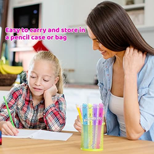 4PCS Plastic Folding Ruler Set | 30cm Transparent Geometric Plastic Stationary Straight Study Rulers 4 Colors Blue Pink Purple Yellow-Green For School Children Kids and Office Use
