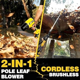 2 in 1 Cordless Leaf Blower for DEWALT 20V Max Battery, 740-CFM 190-MPH Handheld Electric Dust Blower, 77 Inch Adjustable Pole, Battery Powered Blower for Lawn, Gutters, Eaves (4.0Ah Battery Included)