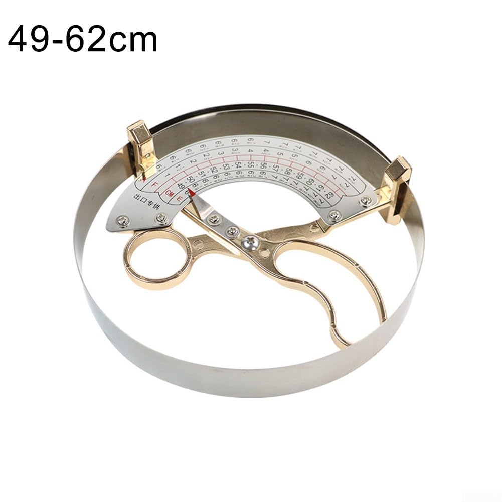 Righello per circonferenza del cappello, per artigiani di cappelli, con struttura in metallo, scala curva, impugnatura ergonomica e funzione di misurazione ripetibile a scatto (49-62 cm)