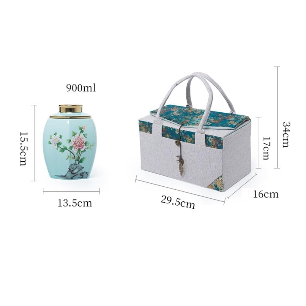 Teeservice Kreativer einfacher loser Tee Vorratsglas, Keramik versiegelte Topf, Retro Chinesisches Tee-Set, Doppeltopf, Geschenkbox-Set Teekanne(B)