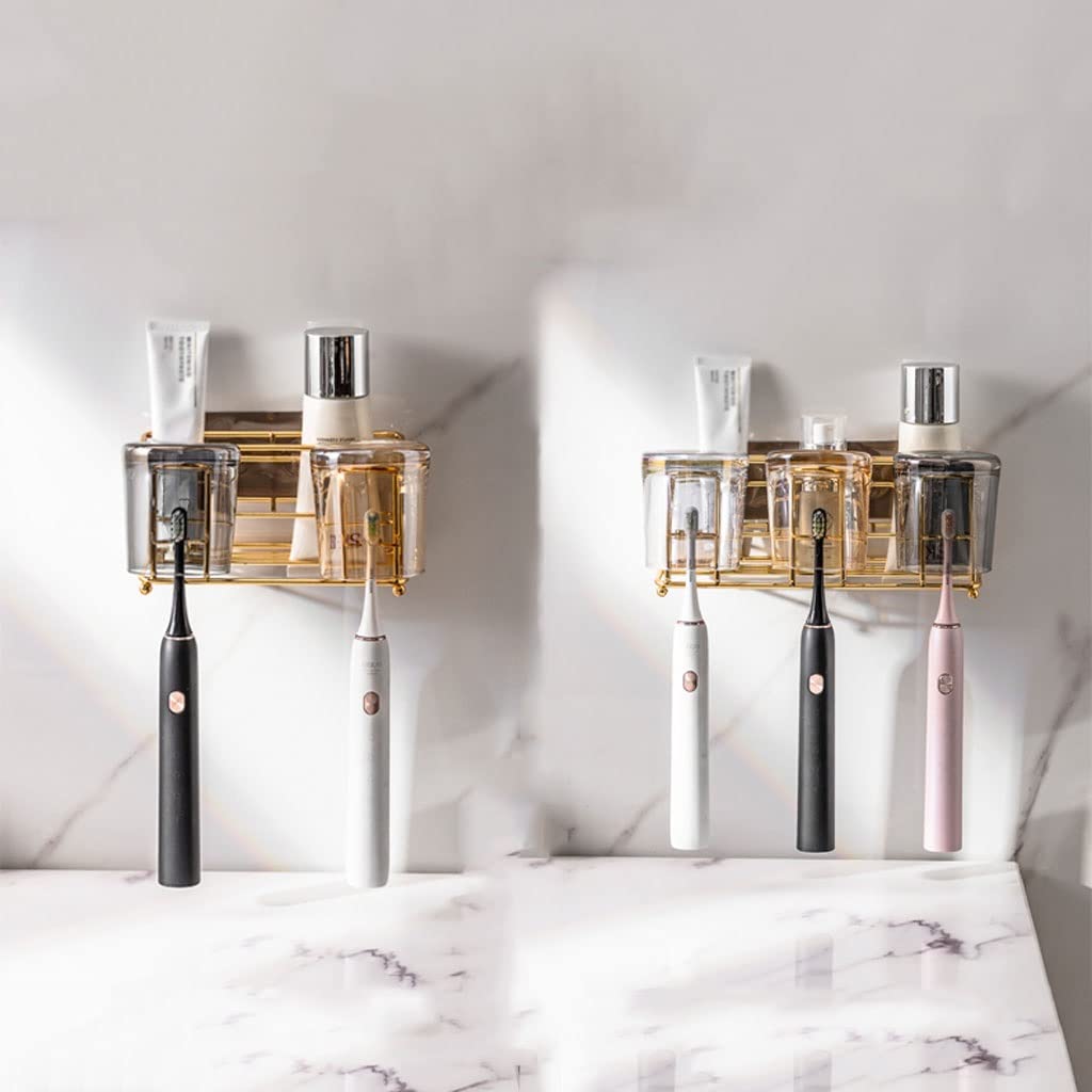 Estante de Almacenamiento para cepillos de Dientes, Soporte para cepillos de Dientes para Montaje en Pared, Soporte para cepillos de Dientes para baño, afeitadora, cosméticos, Limpiador Facial (B)