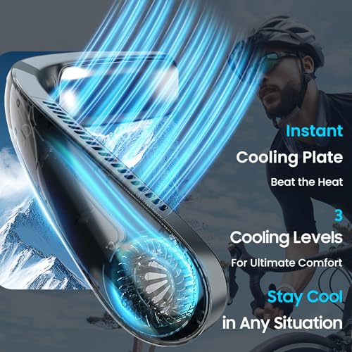 Image of Neck Fan with Cooling Plate, Neck Fan Rechargeable Neck Air Conditioner, Neck Cooler Fan for Summer, Kitchen Women, Travel Outdoor Mother & Father DayGifts