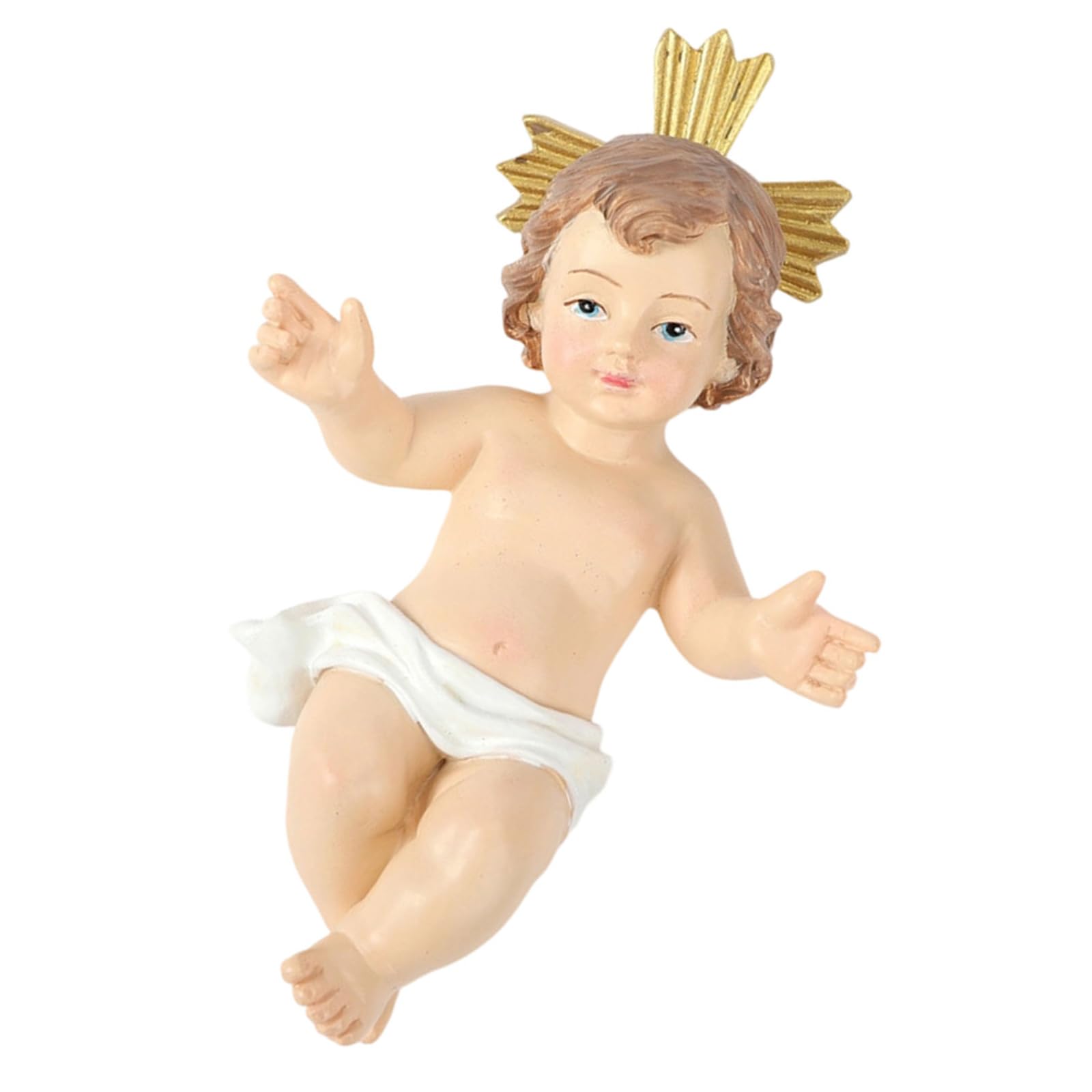 Shunzhong Resin Baby Jesuses Christs in Manger Figurines 2Pcs Small Nativity Statues Religious Christmas Decorations Ornament Baby Jesuses in Manger Figurine