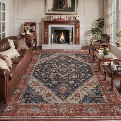 Image of Tangsoo 6x9 Washable Area Rugs for Living Room, Vintage Indoor Non Slip Rug