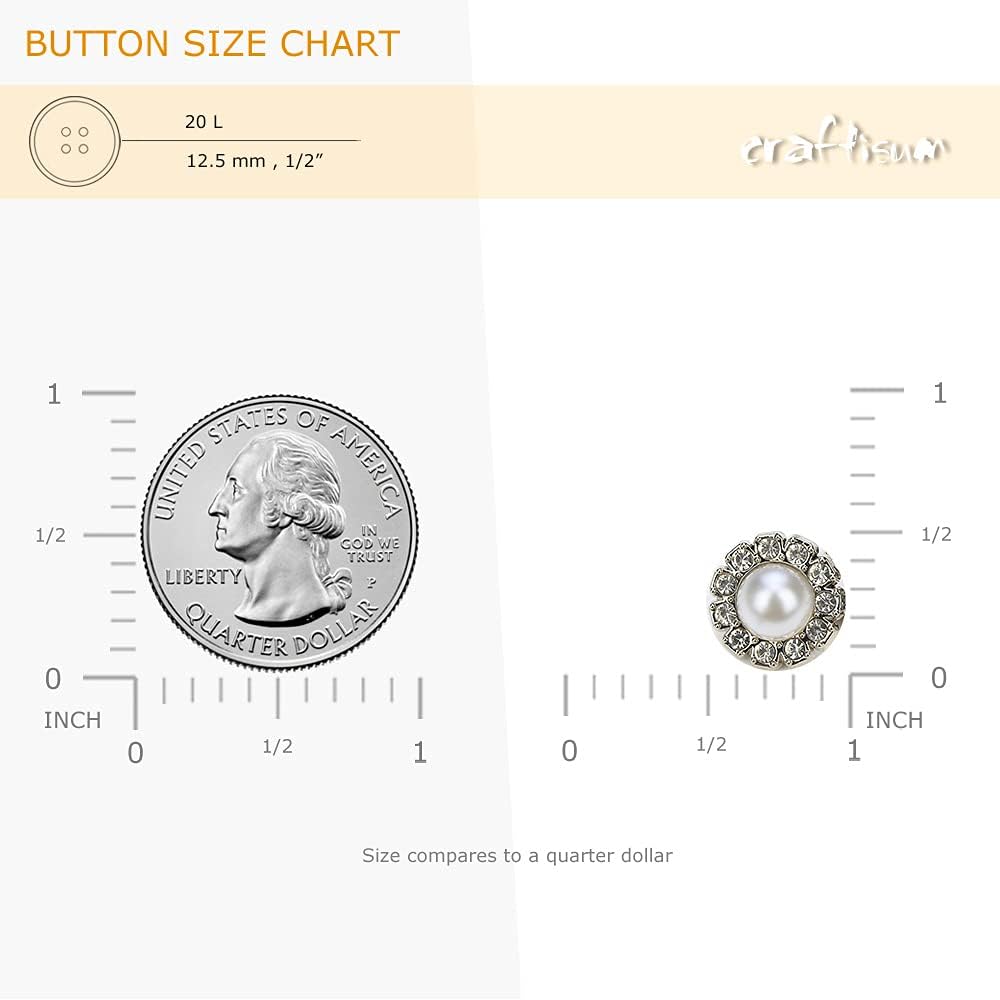 Gear Shape Rhinestone Silver Faux Pearl Sewing Shank Buttons 20 Pcs - 12.5mm, 1/2"