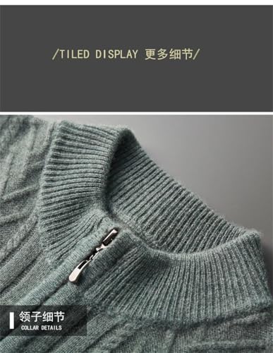 Men Thick Warm Zipper Cardigan Sweater Men's Zipper Stand Collar Knitted Collar Fitted Sweater3