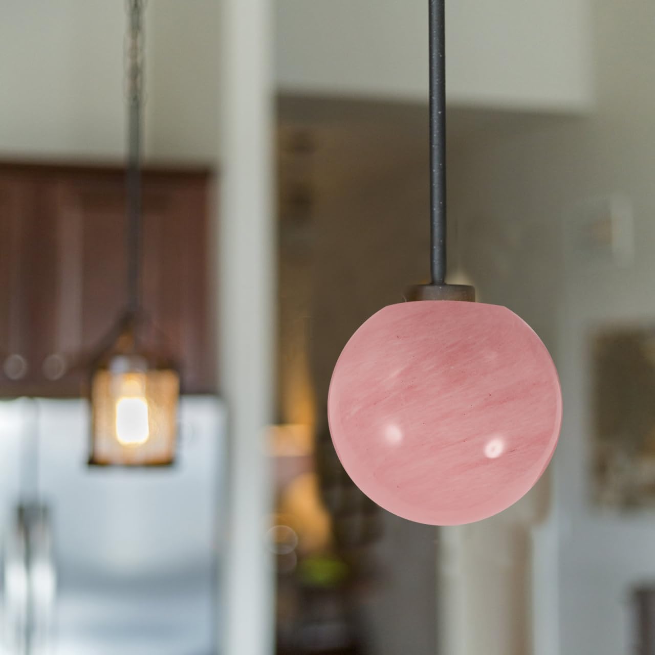 MOLUCKFU Replacement Globe Lampshade Pink Ball Lamp Shade 4.7 Inch Round Glass Shade for Pendant Lighting Fixture Indoor Decor - Image 2
