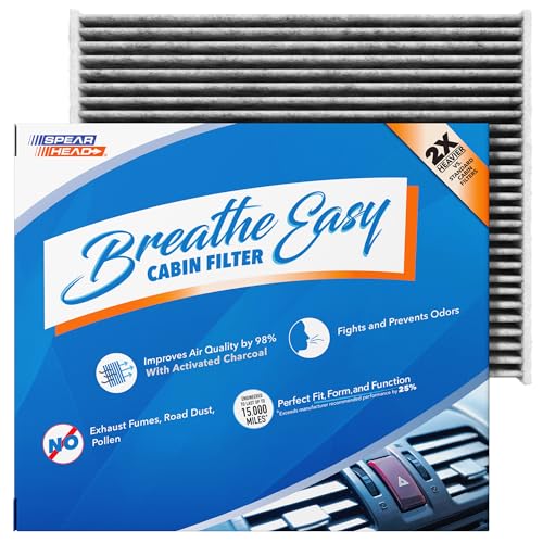 Image of Spearhead Odor Defense Breathe Easy Cabin Filter | Fits Bronco /Sport, Escape, Explorer, Maverick, Mustang Mach-E, Aviator, Corsair, Nautilus | 25% Longer Lasting w /Activated Carbon (BE-772)