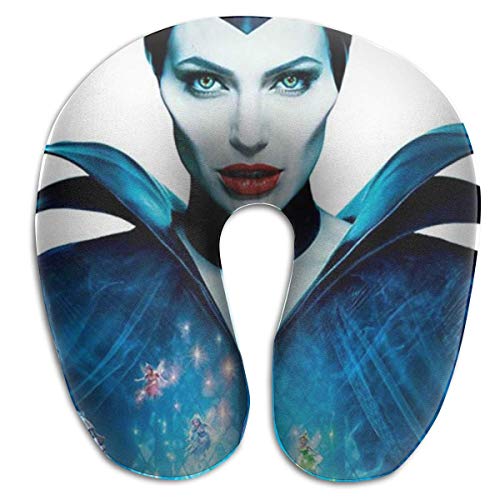 XCNGG Maleficent Almohadas en forma de U Almohada de viaje portátil para el cuello, almohadas suaves para exteriores Almohadas de espuma viscoelástica cómodas y transpirables, para soporte de cabeza y