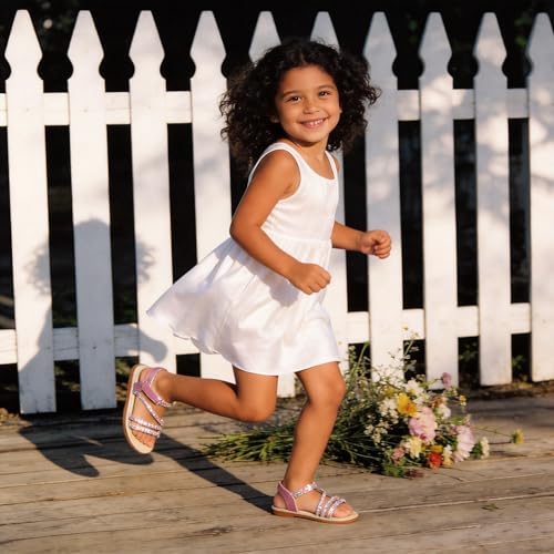 Image of Girls Dress Sandals Comfy Hook and Loop Summer Shoes for Toddlers