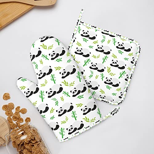 Scandinavian Thick Oven Mitts(Right Hand) And Pot Holders,Skiing Reindeer Clothing,Oven Glove Heat Resistant 464℉ With Non-Slip Silicone Surface For Bake,Cooking,Bbq,White Charcoal Grey #TOP6