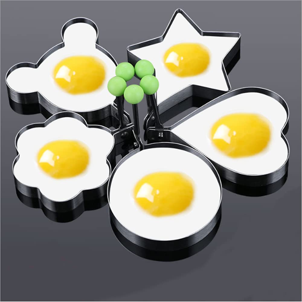 BRYHZKCM 5 PCS Egg Ring Pancake Mold Creative Stainless Steel Omelette Cooking Mold Non-Stick Kitchen Cooking Tools