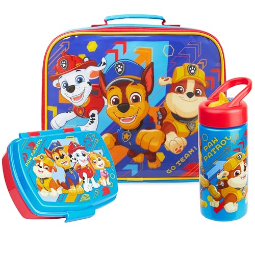 Get Trend Paw Patrol Kids Insulated Lunch Bag 3Pc Set with Reusable Lunch Box & 14.2-oz BPA-Free Water Bottle Lightweight with Carry Handle & Name Card Window Gifts for Girls (Multi Paw Patrol)