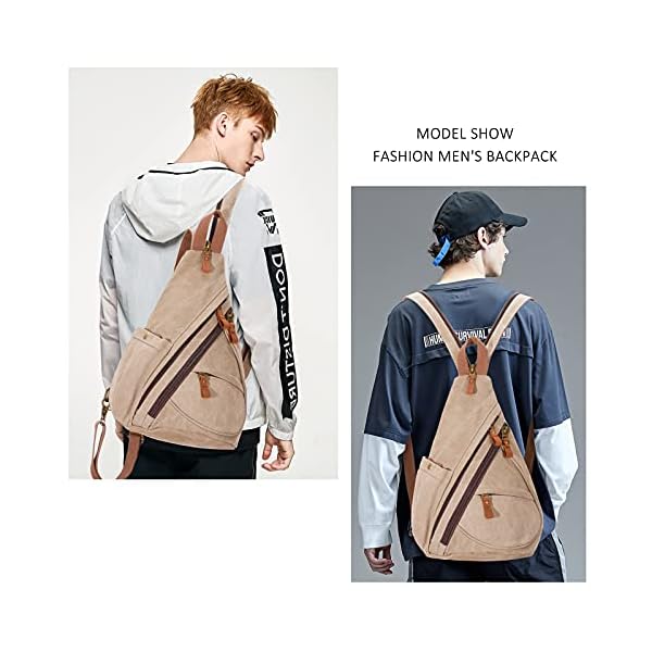 Canvas Sling Bag - Small Crossbody Backpack Shoulder Casual Daypack Rucksack for Men Women Outdoor Cycling Hiking Travel - Image 9