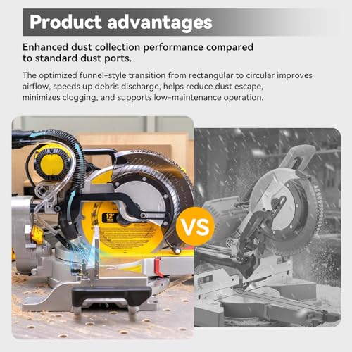 Miter Saw Dust Collection Adapter, 5-in-1 Vacuum Hose Connector, Dust Collection Upgrade Compatible with DWS709/DW718/DWS779/DWS780/DWS782/DHS790
