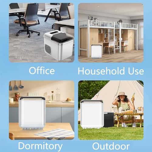 Fabricadora portátil de cubos de hielo para encimera, con cuchara y canasta para hielo, dos tamaños de cubos, control inteligente, para hogar/cocina/oficina/RV miniatura 7