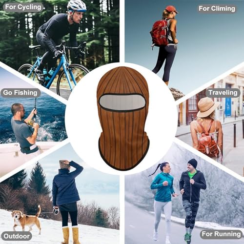 Balaclava Mask for Men Balaclava Ski Mask Brown Wood Pattern Winter Face Mask Face Cover for Cycling miniatura 6