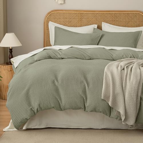 David's Home Waffle Weave Duvet Cover Set King...