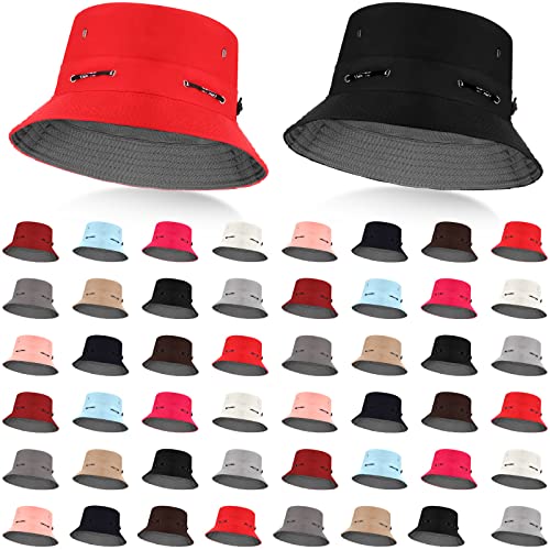 Image of Didaey 48 Pcs Bucket Hat Bulk for Women Men Fisherman Adjustable Summer Hat UV Protection for Outdoor Fishing Hiking Beach