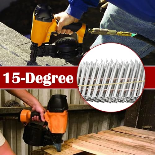 Image of findmall 1-1 /2 Inch 3600 Count Siding Nails 15-Degree Wire Collated Coil Full Round Head Hot-Dipped Galvanized Siding Nails