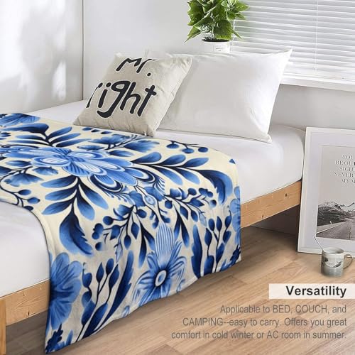Couverture en flanelle légère contre les nuits fraîches plaid bleu doux - 5