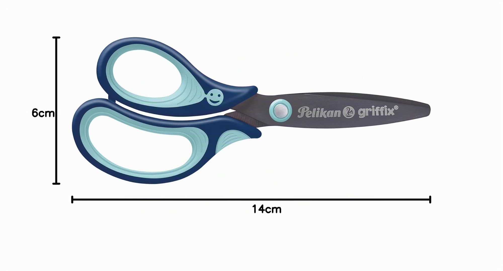 Pelikan, Griffix forbici con impugnatura ergonomica per mancini, sicure per i bambini, comode e resistenti Blue