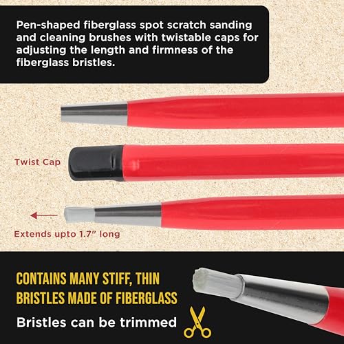 Dura-Gold DUR T-150 Fiberglass Spot Scratch Brush Pen Tool, Pack Of 3 - Clean, Sand, Scuff Surfaces, Remove Rust & Corrosion thumb #2