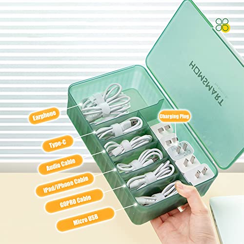 STARRY G Cable Tidy Box with Lid, 7 Grids Cable Organizer Box, Cable Management Box, Extra Large Storage Box for Data Cables, Charging Plug, Desktop Sundries, Free 10 Sorting Stickers&10 Cable Ties - Image 4