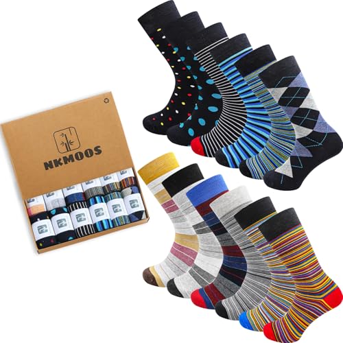 Mens socks size 10-13/9-11/13-15 Cotton Crew funny Colorful work dress socks for men 9-12 gifts for him 6/12 Pairs