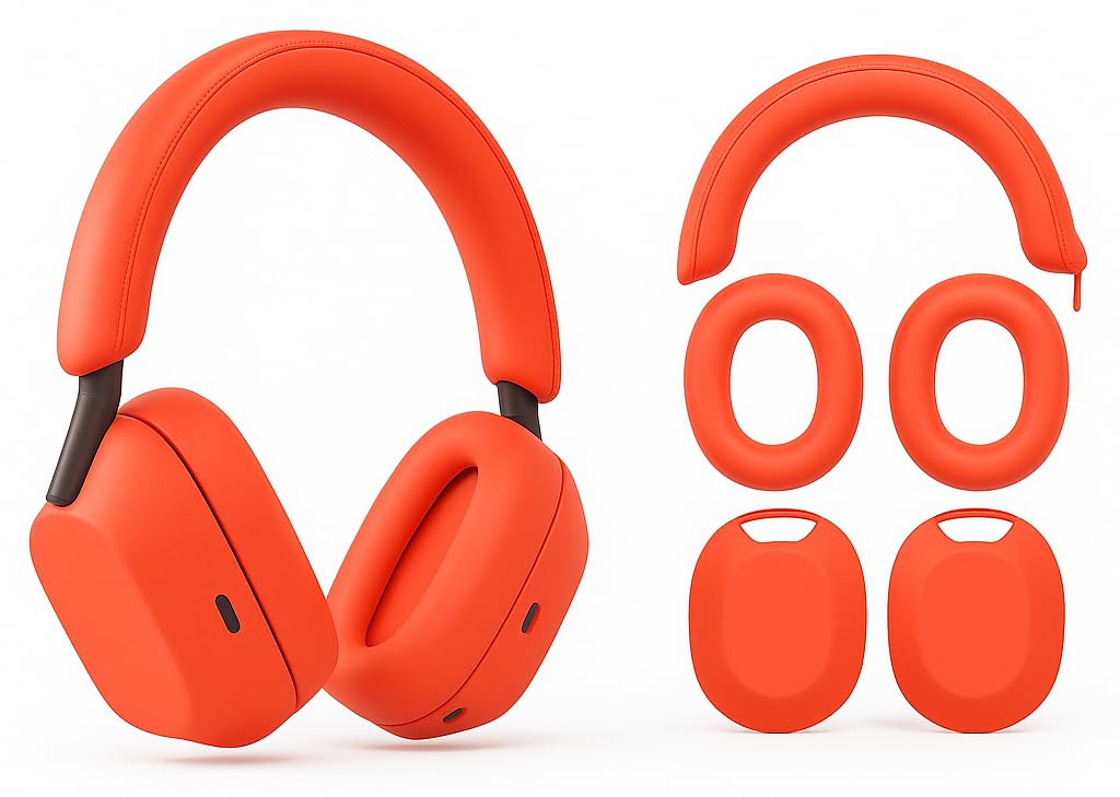 Case Cover Compatible with Sony WH-1000XM5 Wireless Headphones Over Ear Headphones (Red)