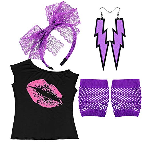 ZeroShop Women's 60s 70s Decades Hippie Clothes Outfits Accessories Costume for Halloween, Purple, Large