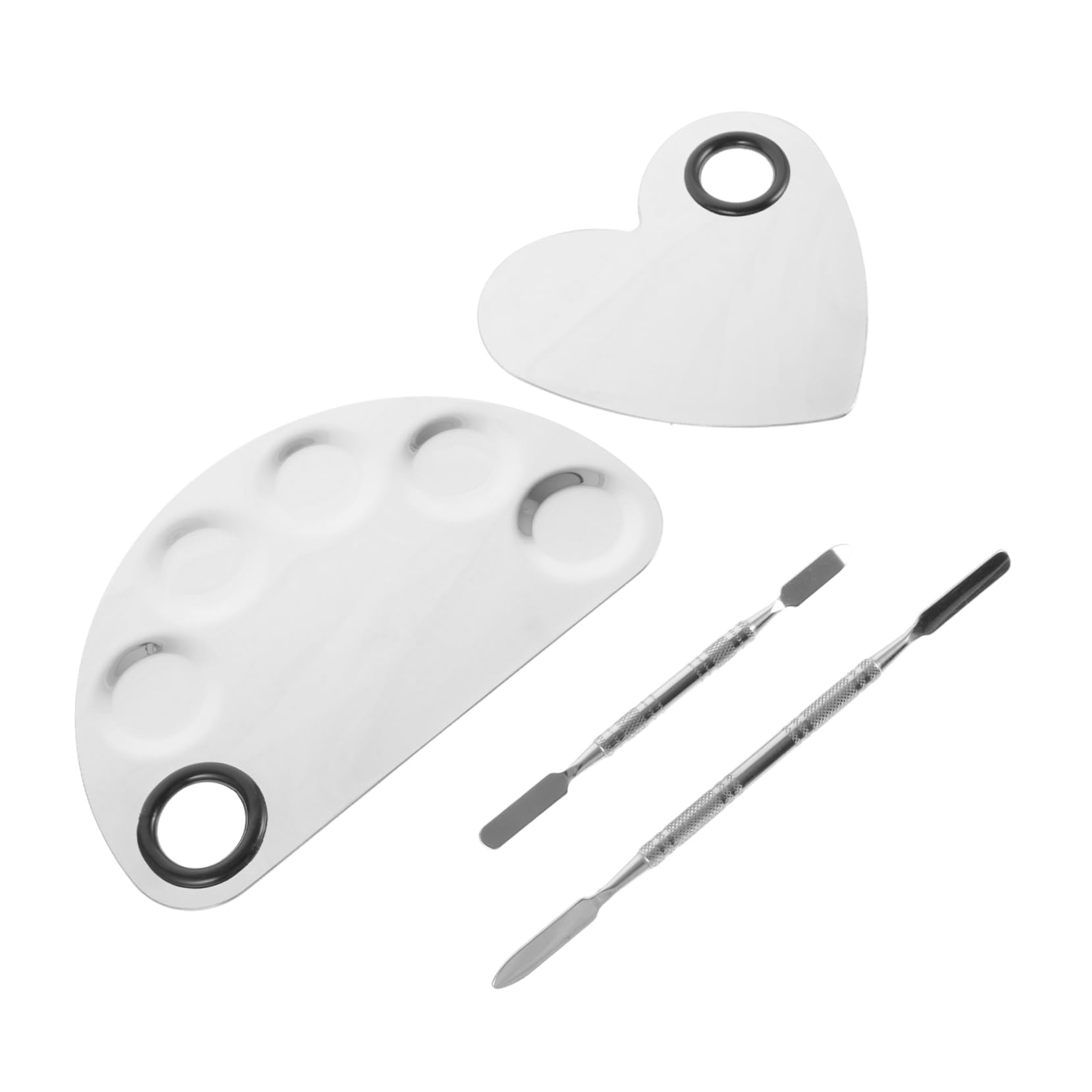 Gogogmee Professional Nail Art Palette Set 2pcs Steel Mixing Plates Spatulas Artist Mixing Tray Smooth Finish