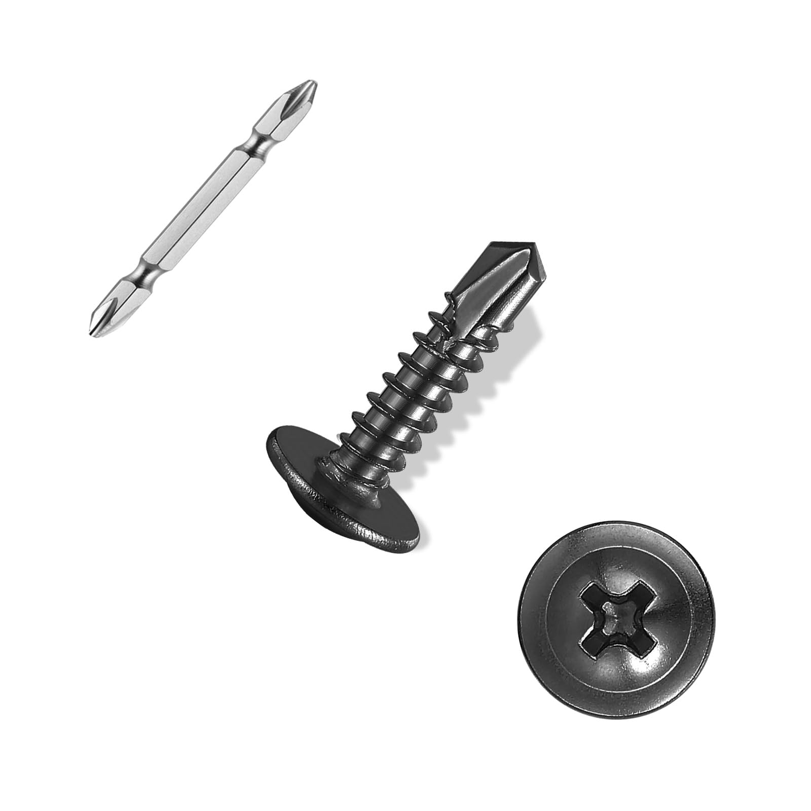 ANCHOREASE #8×3/4″ Sheet Metal Screws 300Pcs, 410 Stainless Steel Self Drilling Screws, Black Truss Head Fast Self Tapping Screws