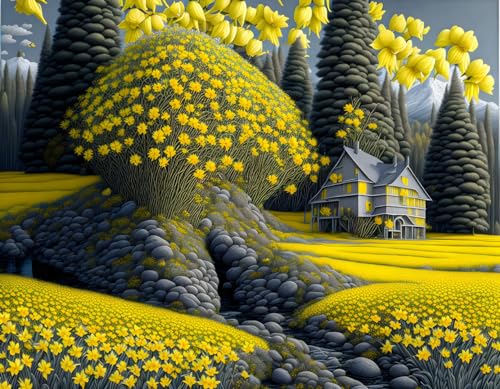 Toile fleurs jonquilles jaune et gris pour raviver un mur blanc triste