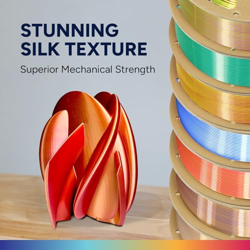 Image of OVERTURE Silk PLA Dual Color Filament 1.75mm, Bi-Color Shiny PLA Finish, Smooth & Glossy, 1kg Spool (2.2lbs), Ideal for Cosplay Jewelry & Home Decor (Silk Blue-Yellow)