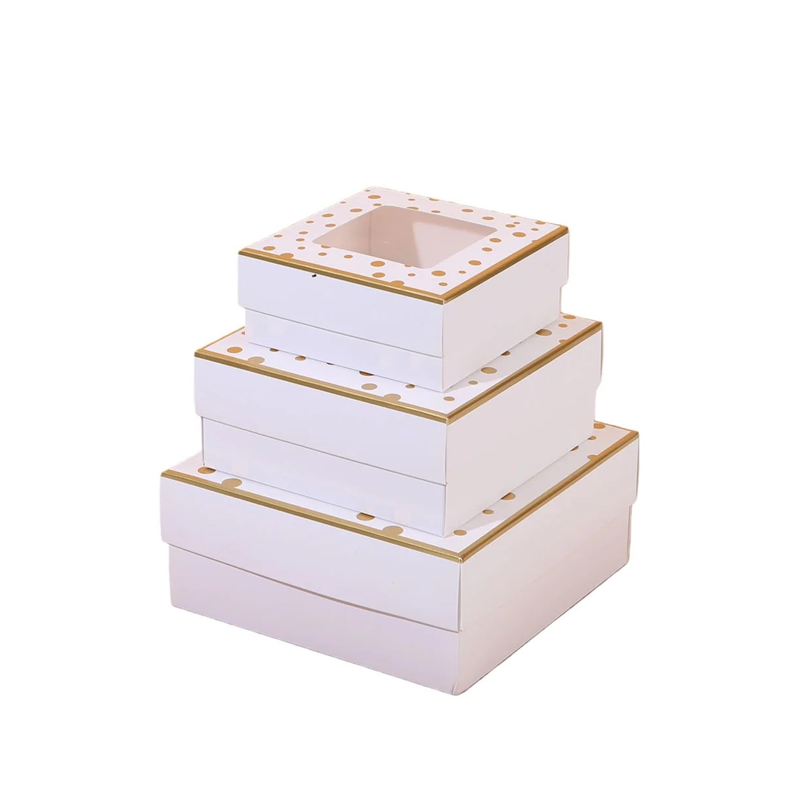 Caja Para Galletas Con Ventana Cajas de Regalo lunares dorados 12/20 piezas, cajas papel con ventana transparente for golosinas(20pcs,18x18x7.8cm)