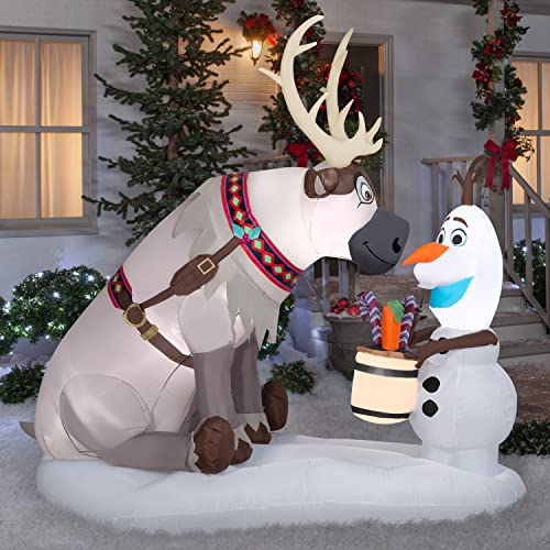 Gemmy Airblown Inflatable Olaf and Sven with Candy Canes 7 Feet