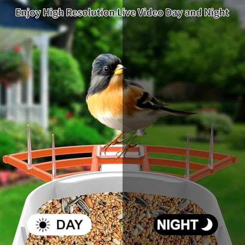 Image of Fazoxo Bird Feeder with Camera,Birds House Camera,Solar Powered,Orange