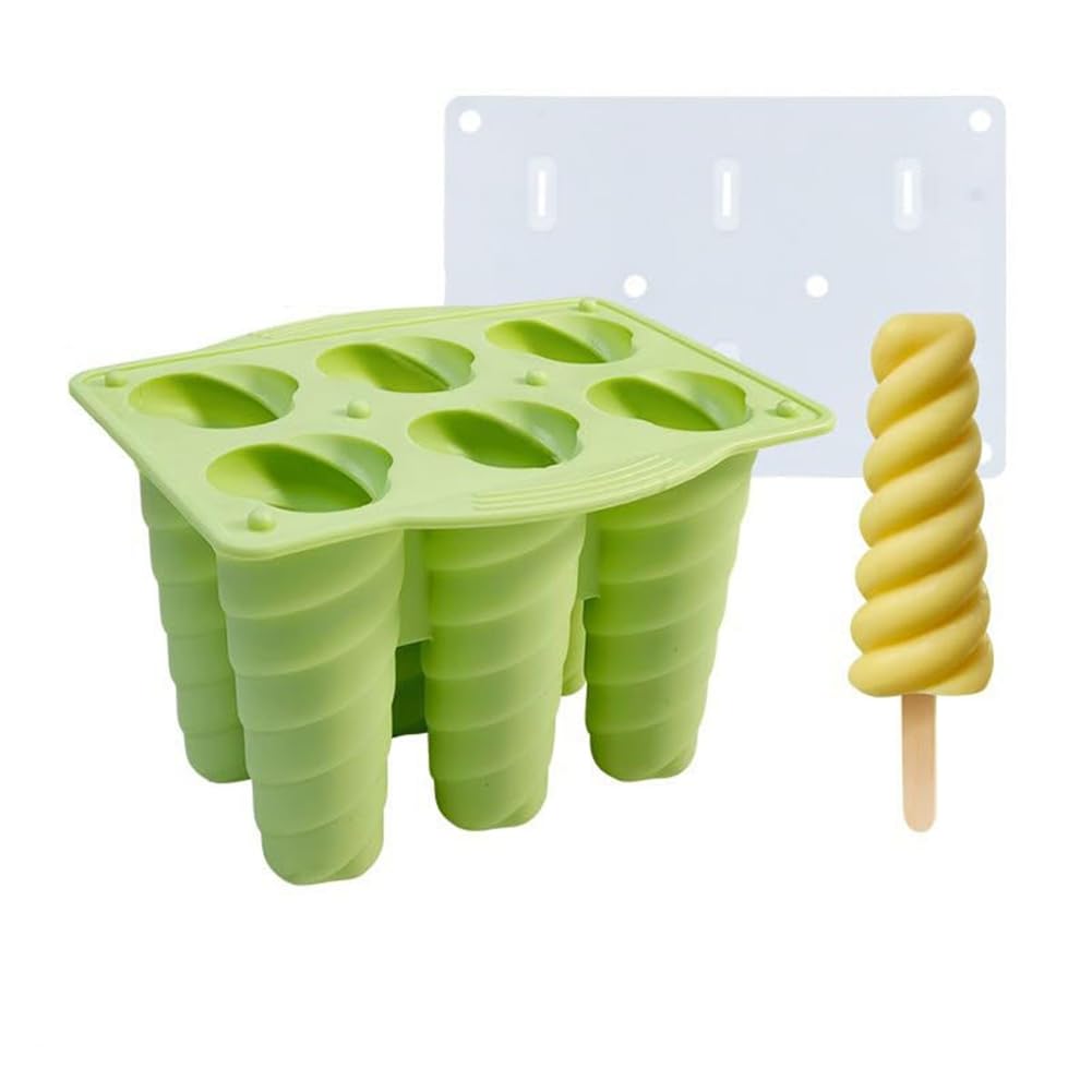 CTRLZS 2PCS Silicone Molds Homemade Ice Cream Molds for Kids Food Grade Maker Easy to Clean,Green