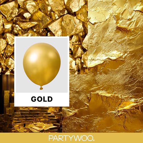 Image of PartyWoo Gold Balloons 130pcs Different Sizes of 18 12 10 5 Inch Gold Balloon Arch Kit Garland for Birthday Wedding Anniversary Baby Shower Graduation Retirement Casino Party Decorations Gold-G101
