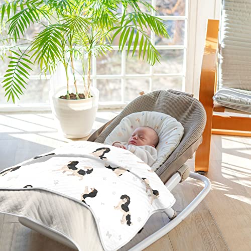 Image of Swaddle Blanket Cavalier King Charles Spaniel Cotton for Infants, Receiving Lightweight Soft Swaddling for Crib, Stroller, Nursery, Puppy, 30x40 in