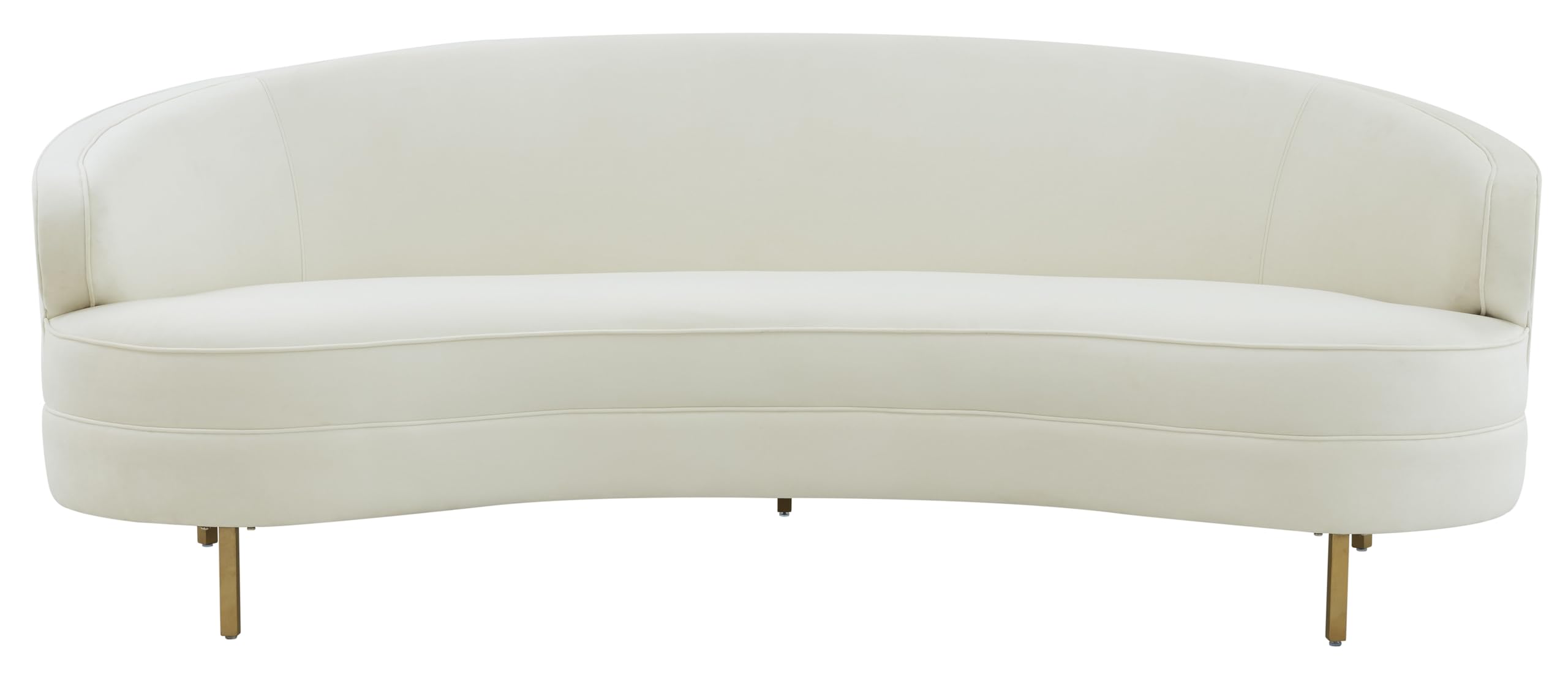 SAFAVIEH Couture Collection Primrose Cream Velvet Gold Curved Sofa Fully Assembled