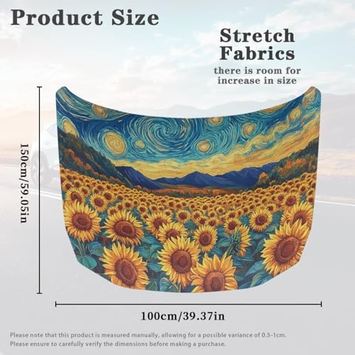 Image of Car Hood Cover Protector,Sunflower Print Comfortable Polyester Breathable Print Stylish Hood Covers for Cars,Decoration Universal Car Accessories