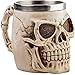 PIQIUQIU Taza del cráneo del Acero Inoxidable 3D, Medieval Viking Warrior Skull Armor Drinking Mug,Taza de Drinkware para el café/Jarra de Cerveza/Bebida/Jugo Decoración de Halloween 300-400ml