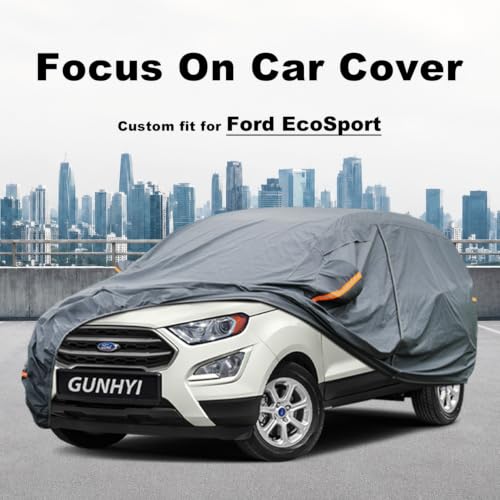 Image of GUNHYI Premium Car Cover Custom Fit Ford EcoSport Eco Sport, 16 Layers Heavy Duty Car Cover Waterproof All Weather with Zipper Door for Sun Rain Snow Dust Uv Protection