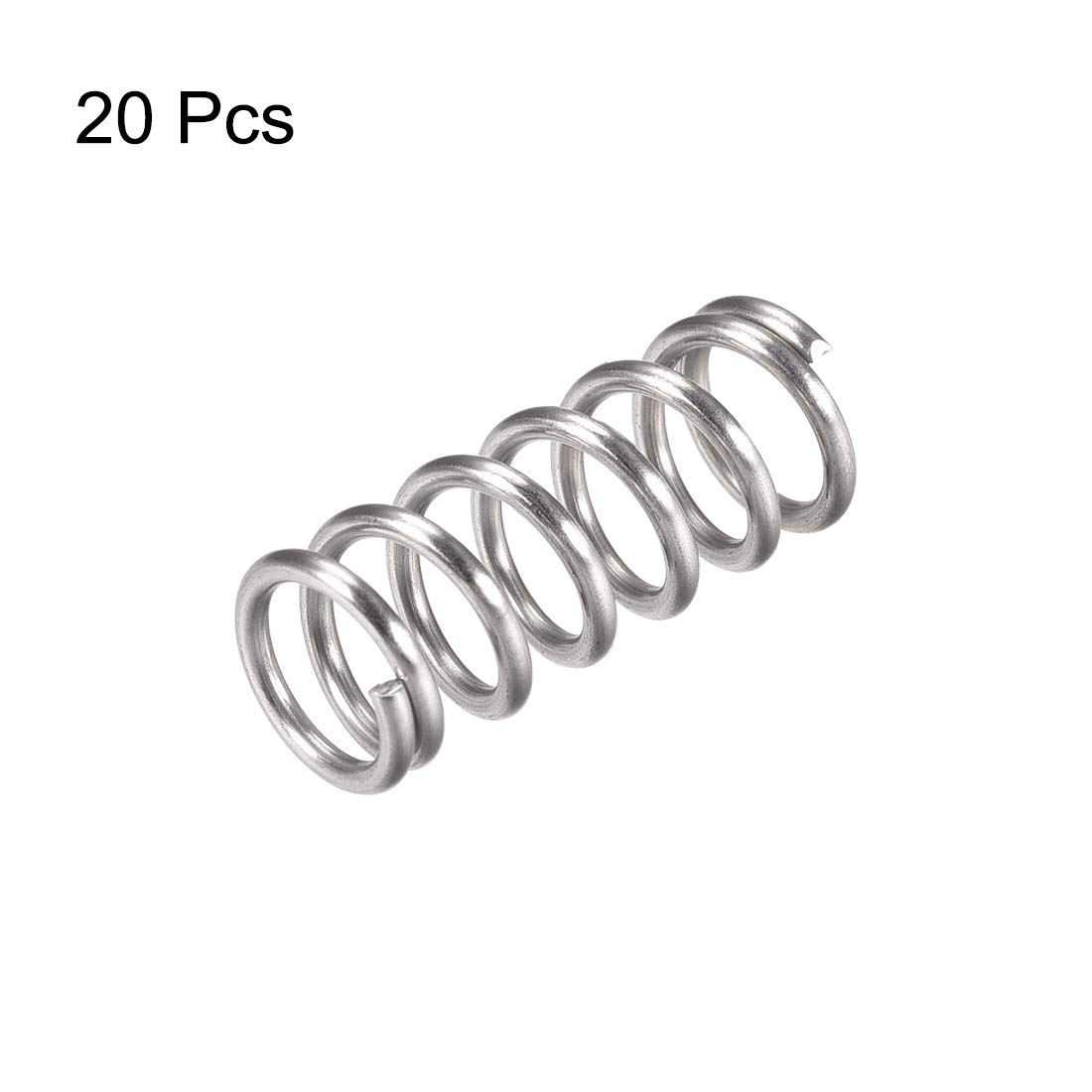 Produktbild von Sourcing Map 20 Stück Druckfeder 304 Edelstahl – 12 Mm Außen-Ø, 1,6 Mm Draht-Ø, 30 Mm Länge, 63,2 N Tragkraft
