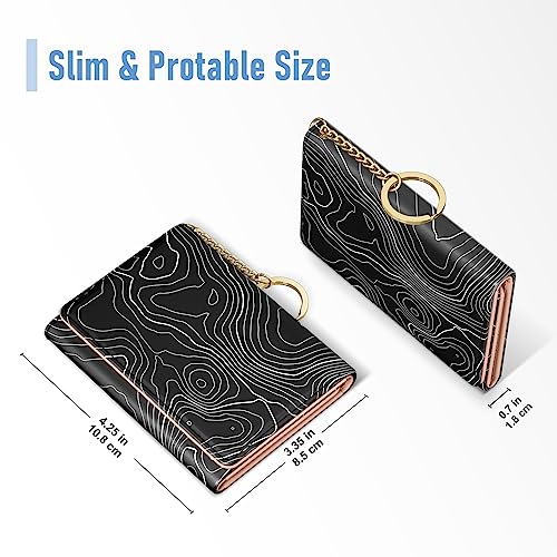 Image of Rouidr Womens Wallet, Small Slim RFID Card Wallets for Women, Cute Front Pocket Trifold Leather Card Organizer with 7 Slots & ID Window, Black Lake