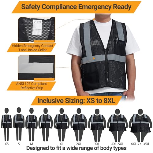 Image of AYKRM 2 Pocket Mesh High Visibility Reflective Safety Vest for men & Women ANSI /ISEA 107 Standards