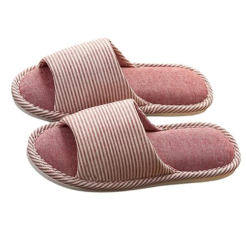 VALICLUD 1pair Indoor Cloth Slippers for Women Comfortable House Footwear - Sole Stylish Striped Pattern Wear-resistant Seasons and Home Use